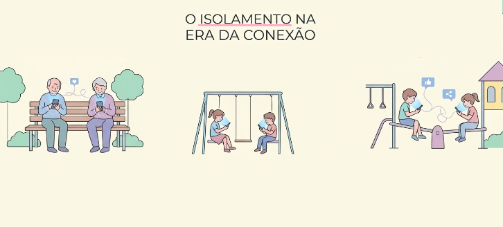 Ilustração representando o isolamento na era da conexão